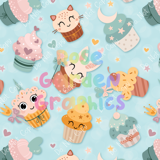 Fairy Princess Cupcakes Seamless Image