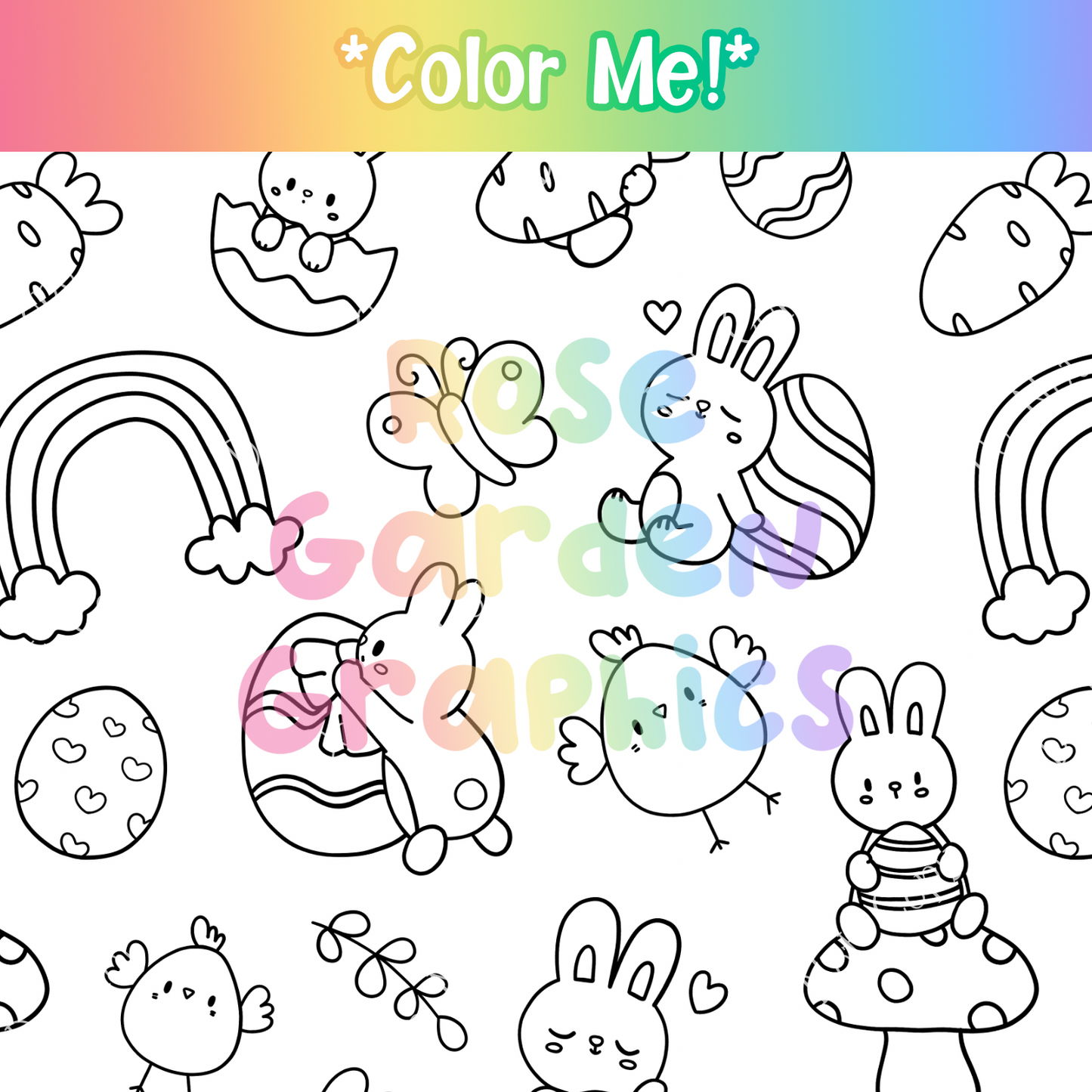 Color Me Easter Egg Farm Seamless Image