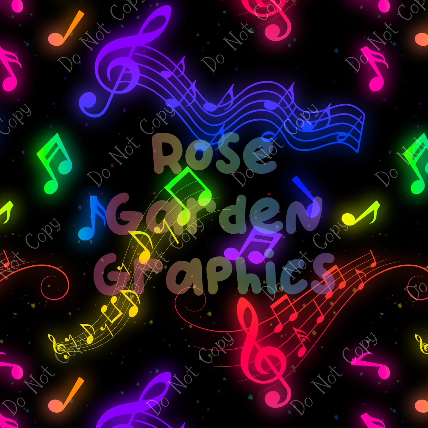 Music Notes Glow (Rainbow) Seamless Image