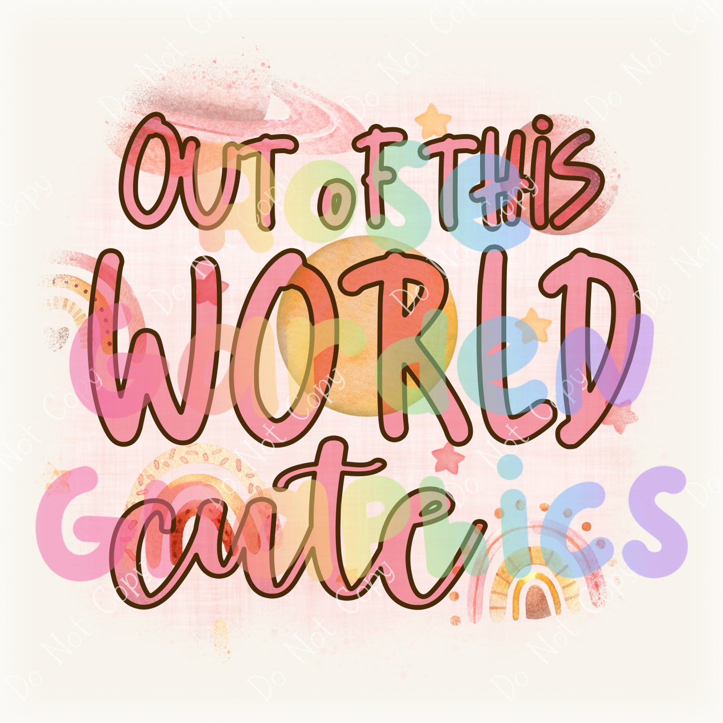 Space Rainbows (Pink and Gold) "Out of This World Cute" PNG