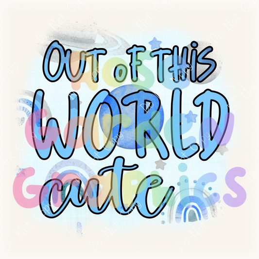 Space Rainbows (Blue and Gray) "Out of This World Cute" PNG