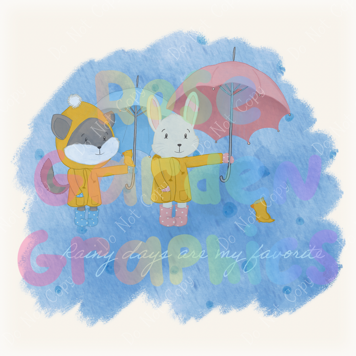 Rainy Day Animals "Rainy Days Are My Favorite" PNG