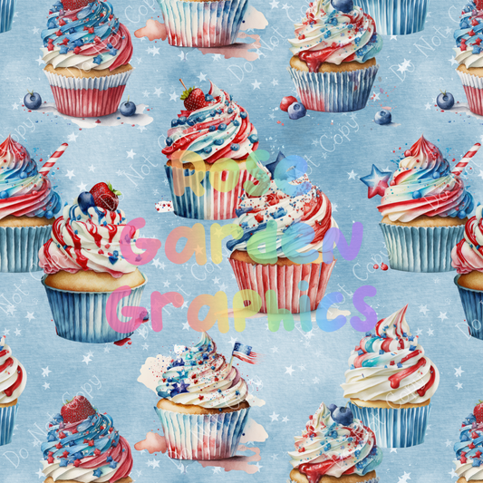 Patriotic Cupcakes Seamless Image