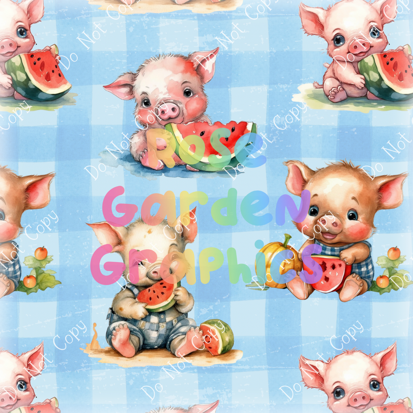 Watermelon Piggies Seamless Image