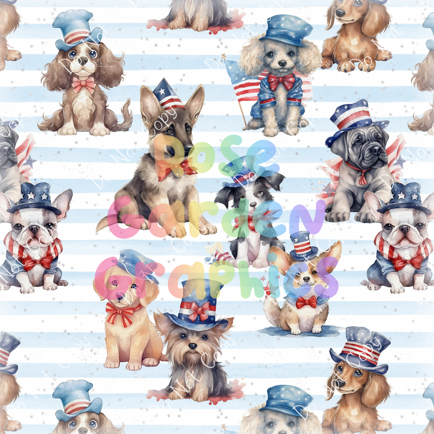 Patriotic Pups Seamless Image