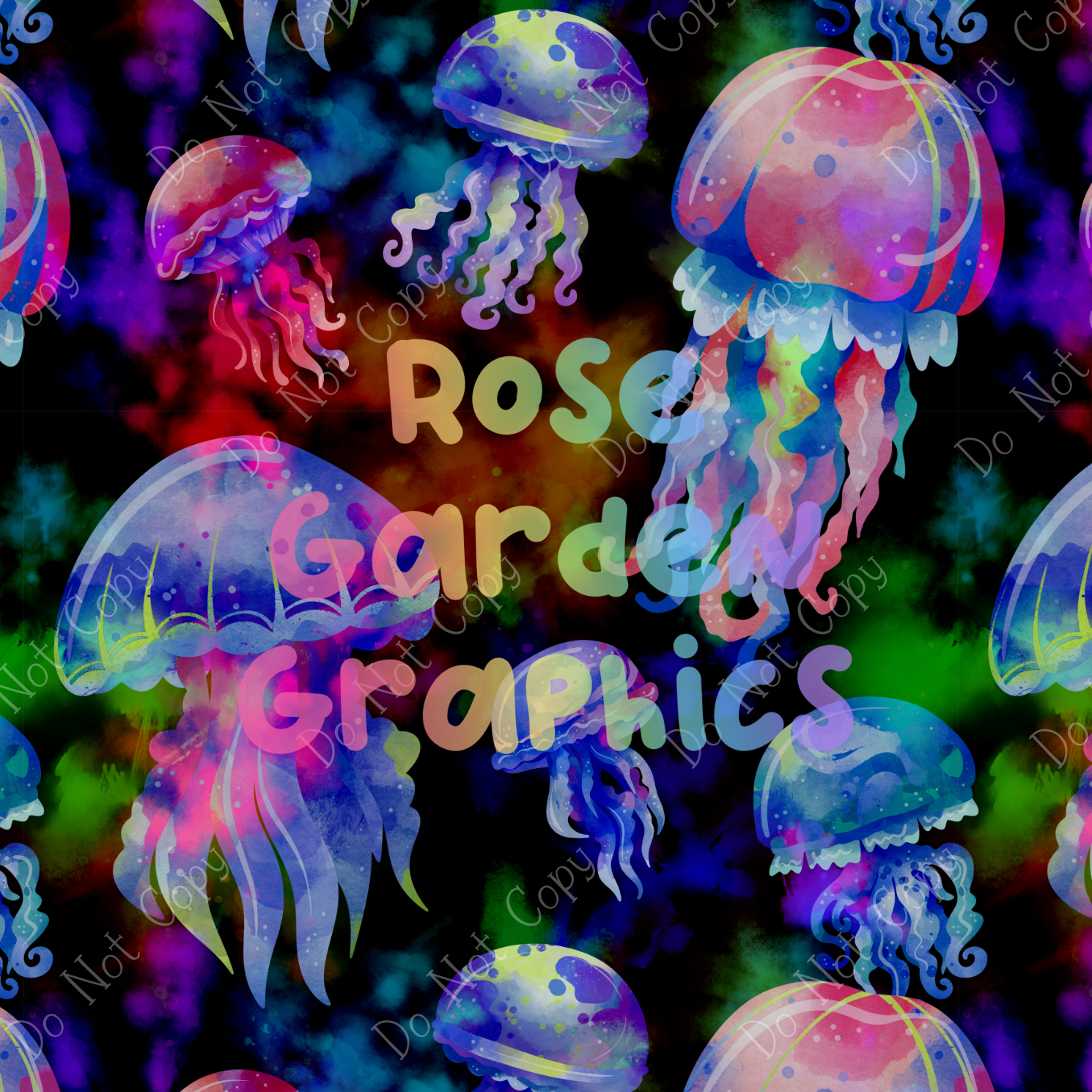 Biofluorescent Jellyfish Seamless Image – Rose Garden Graphics
