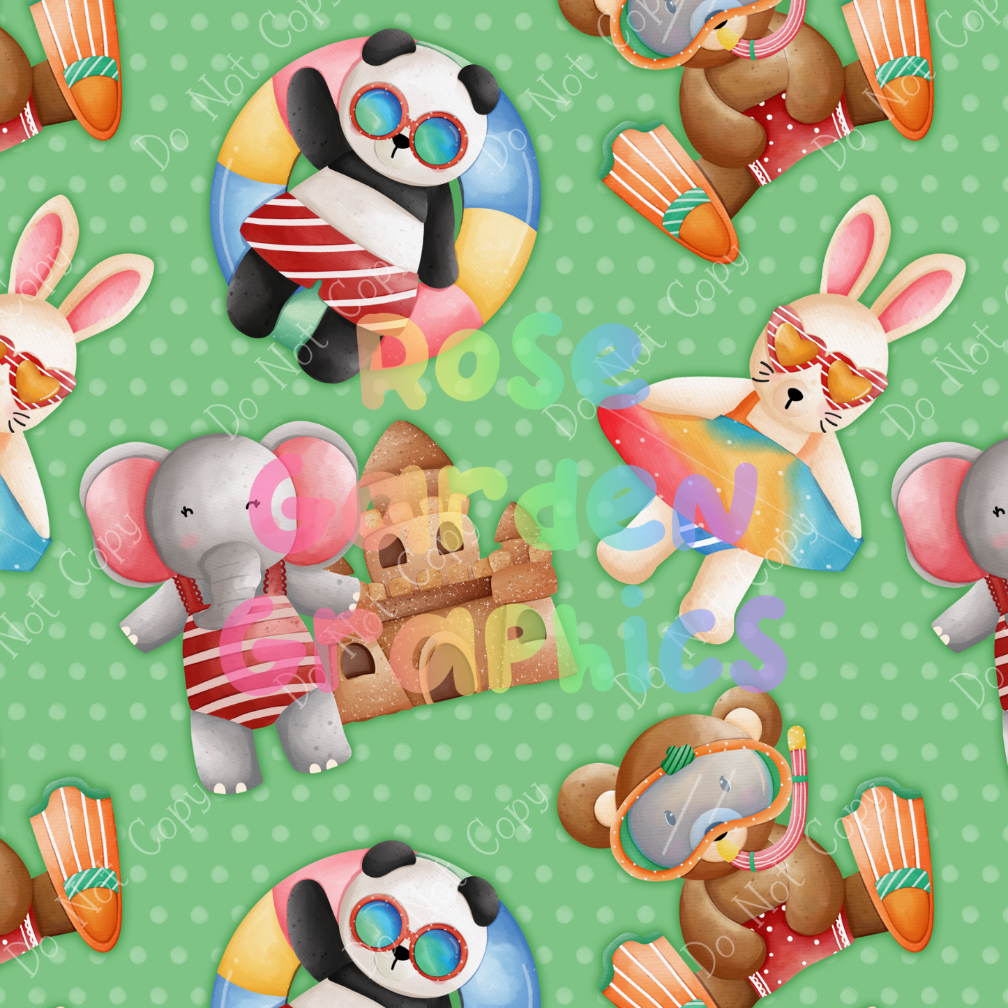 Beach Animal Party Seamless Image