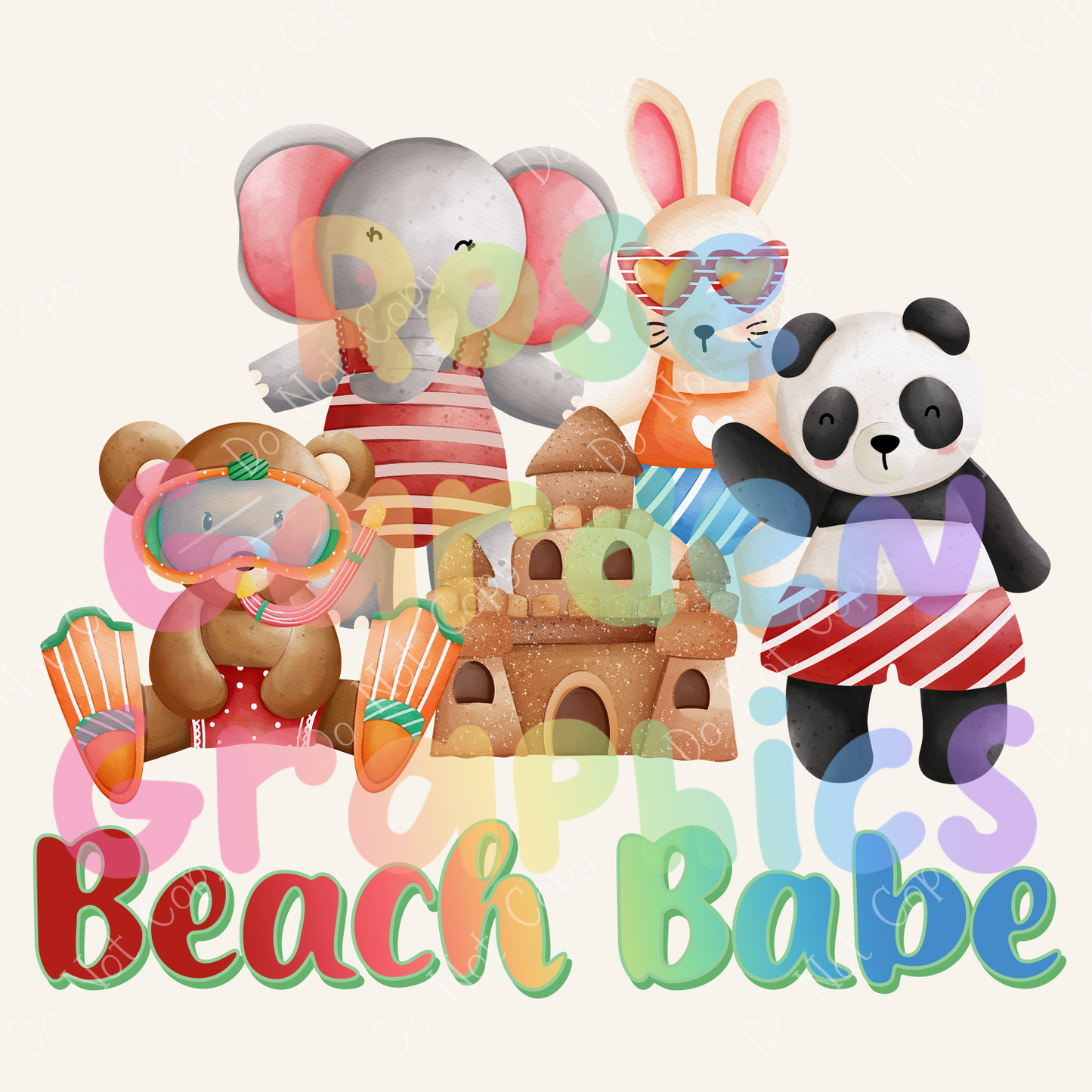 Beach Animal Party "Beach Babe" PNG