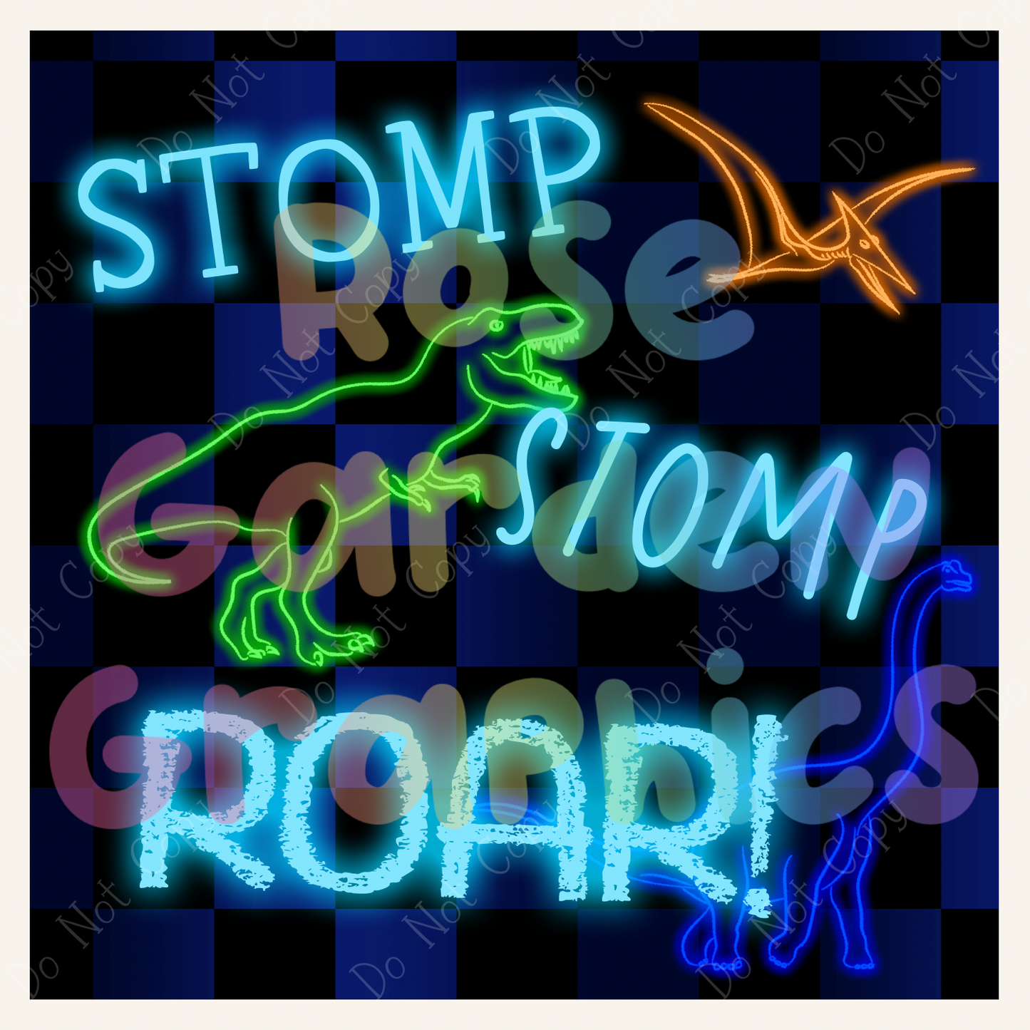 Blue Dino Glow Party "Stomp Stomp Roar!" PNG