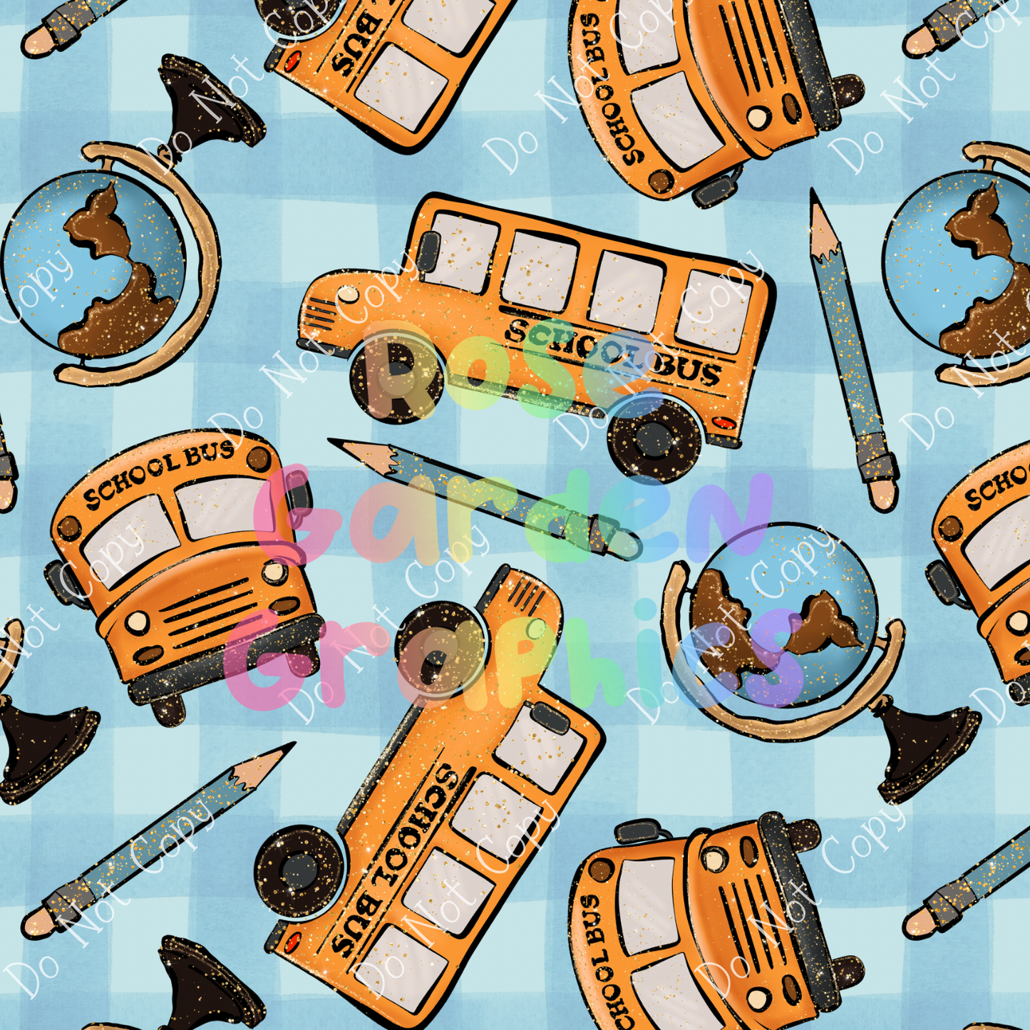 Back to School Buses Seamless Image