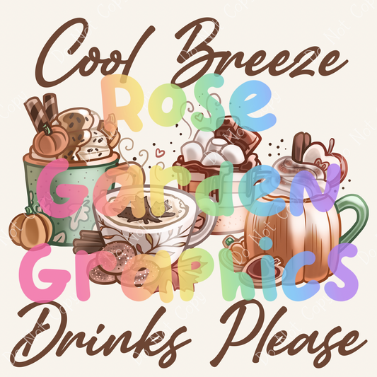 Warm Autumn Drinks "Cool Breeze, Drinks Please" PNG