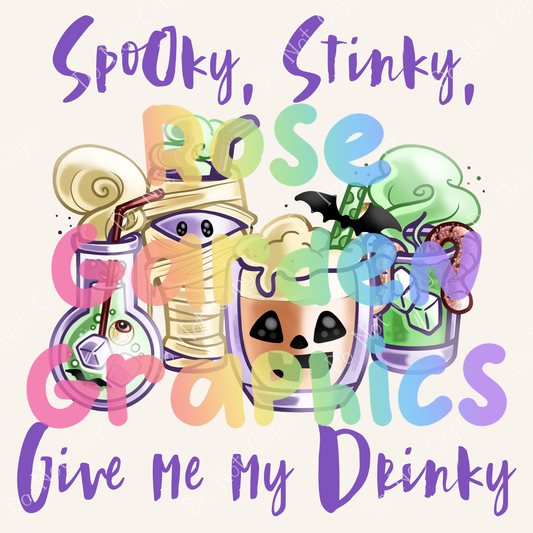 Spooky Halloween Drinks "Spooky, Stinky, Give Me My Drinky" PNG