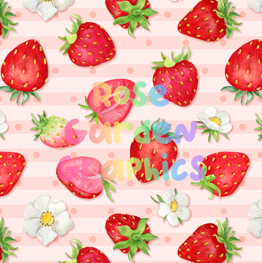 Strawberry Patch (Pink) Seamless Image