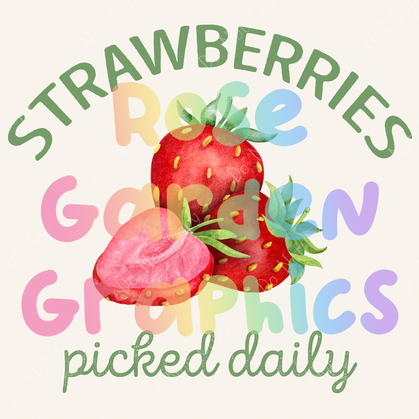 Strawberry Patch (Green) "Strawberries: Picked Daily" PNG