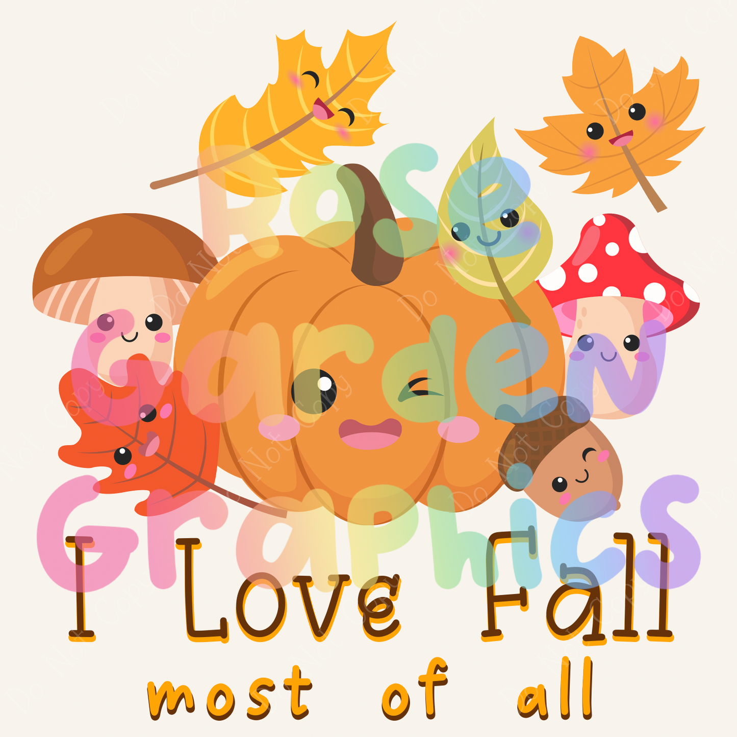 Happy Fall "I Love Fall Most of All" PNG