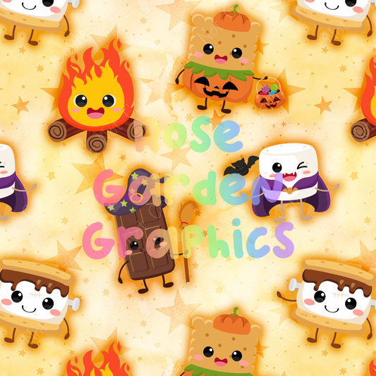 Cute Halloween S'mores Seamless Image