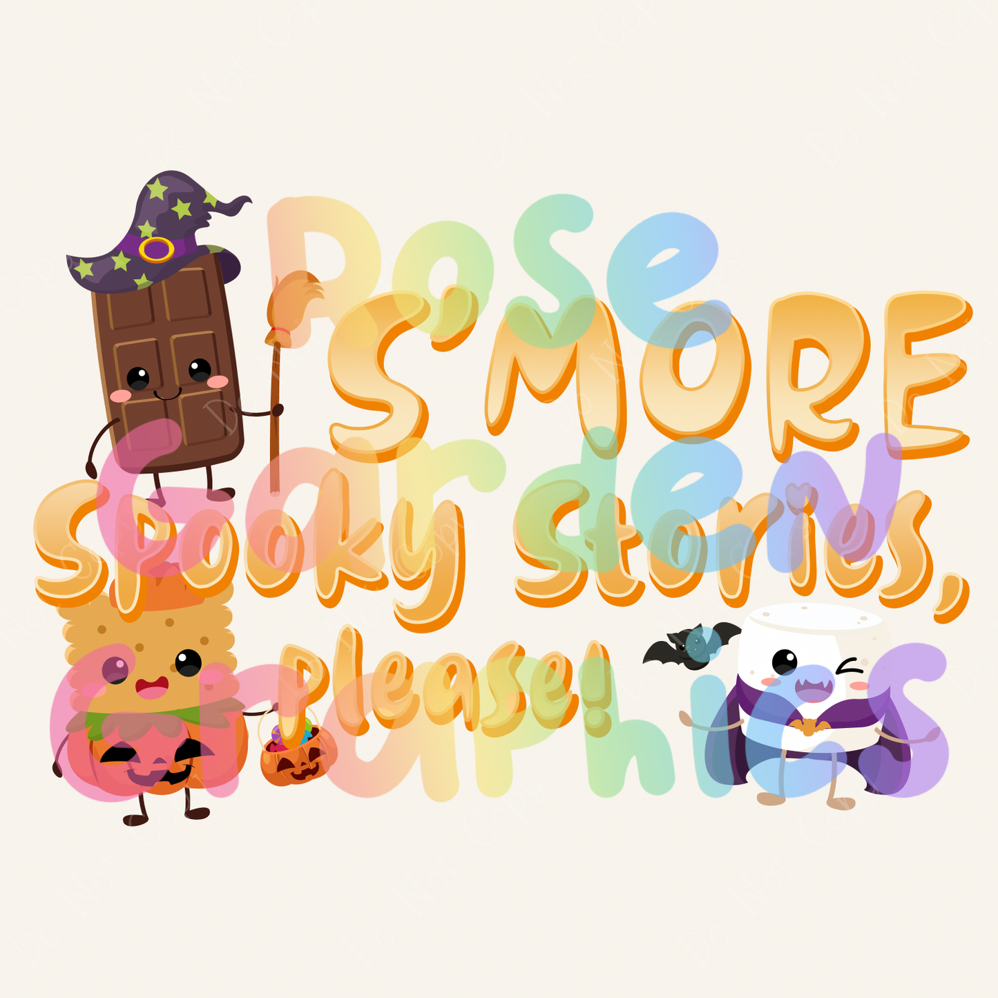 Cute Halloween S'mores "S'MORE Spooky Stories, Please!" PNG