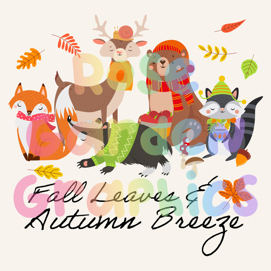 Autumn Animals "Fall Leaves & Autumn Breeze" PNG