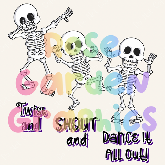 Silly Skeletons "Twist and Shout and Get It All Out!" PNG