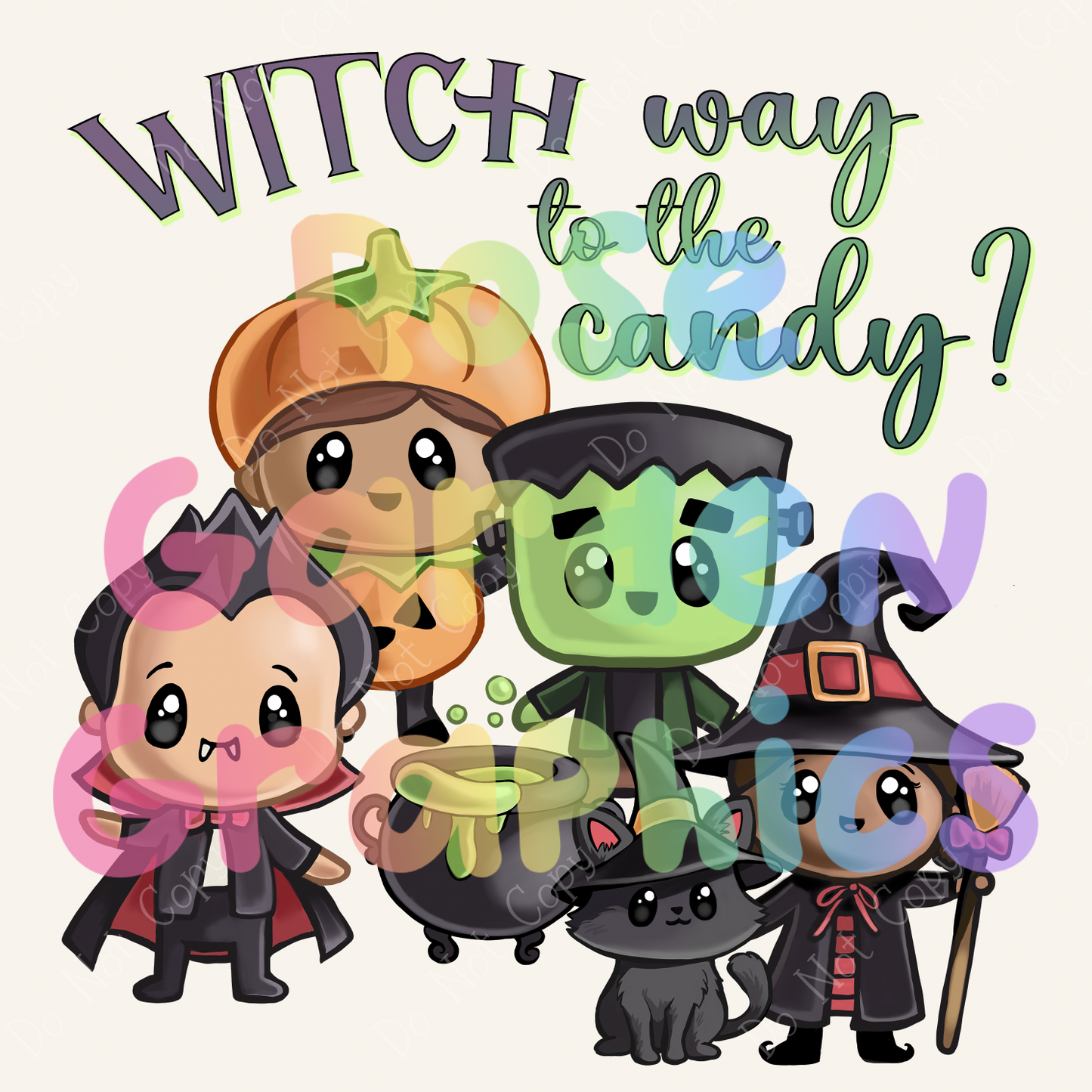 Spooky Costume Crew "Witch Way to the Candy" PNG