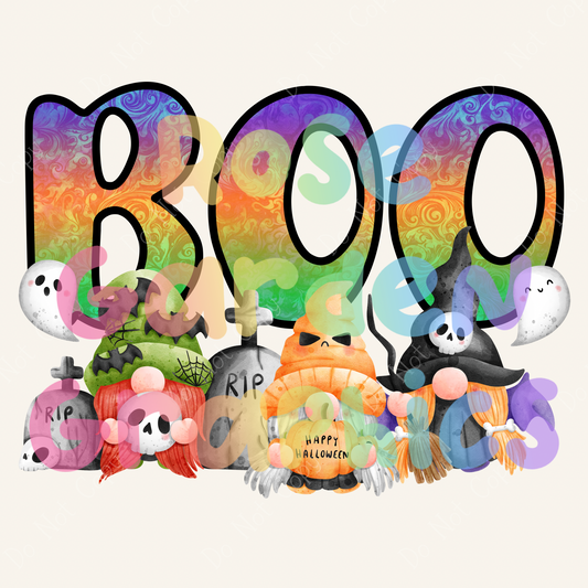 Spooky Halloween Gnomes "BOO" PNG