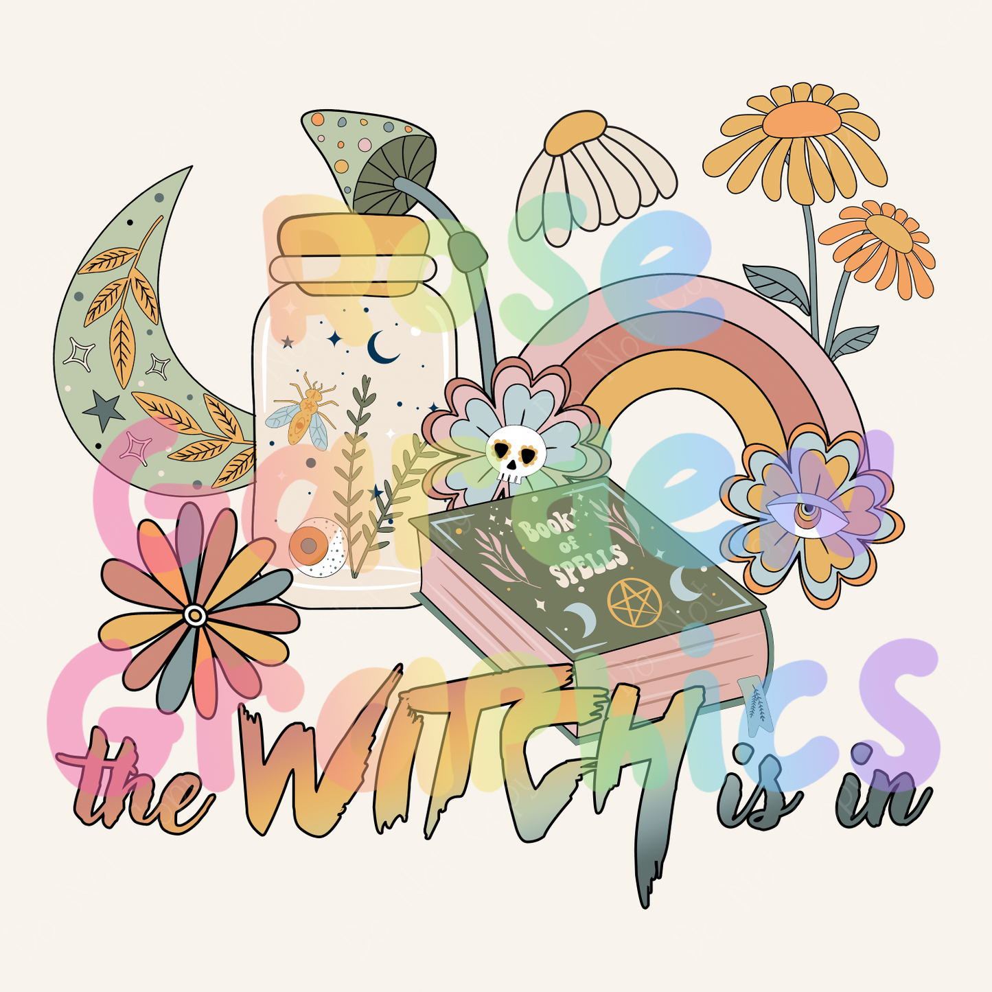 Girly Autumn Witch "The Witch Is In" PNG