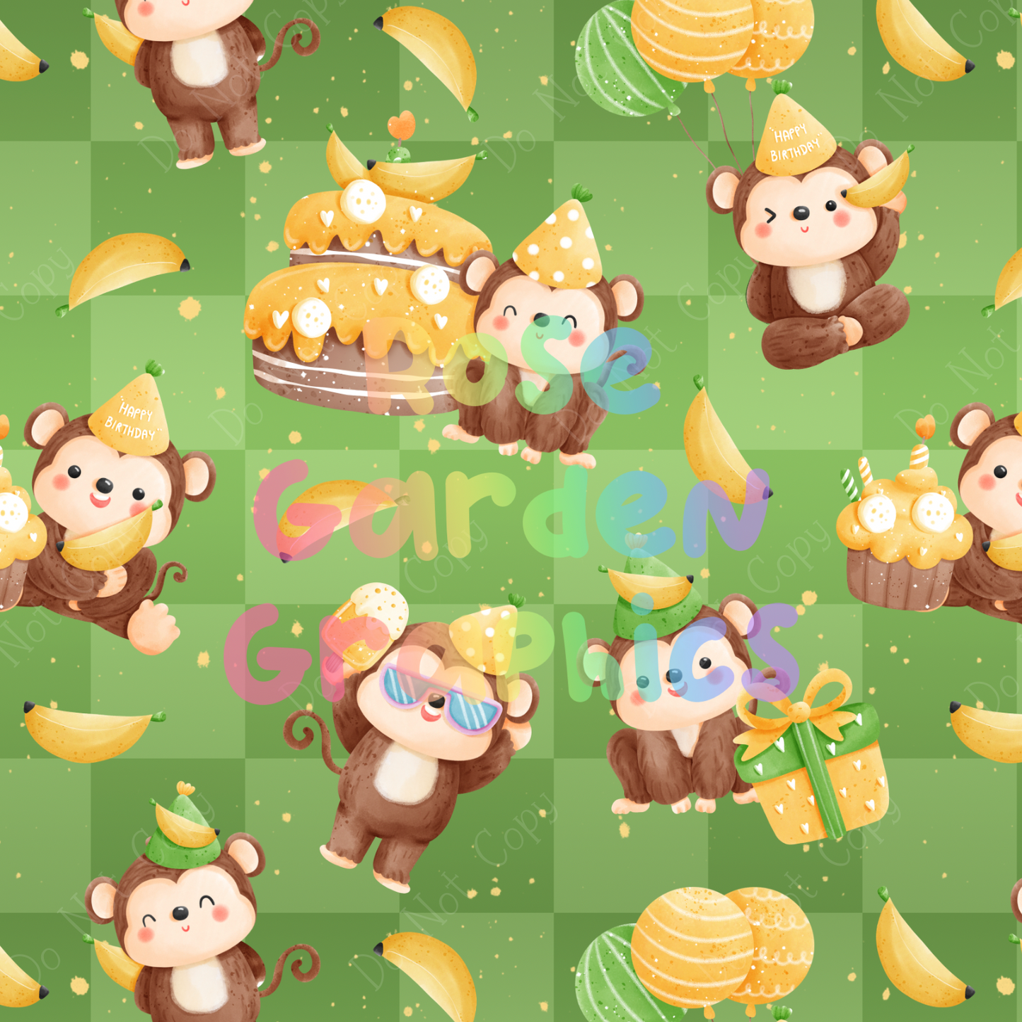 Monkey Birthday Seamless Image