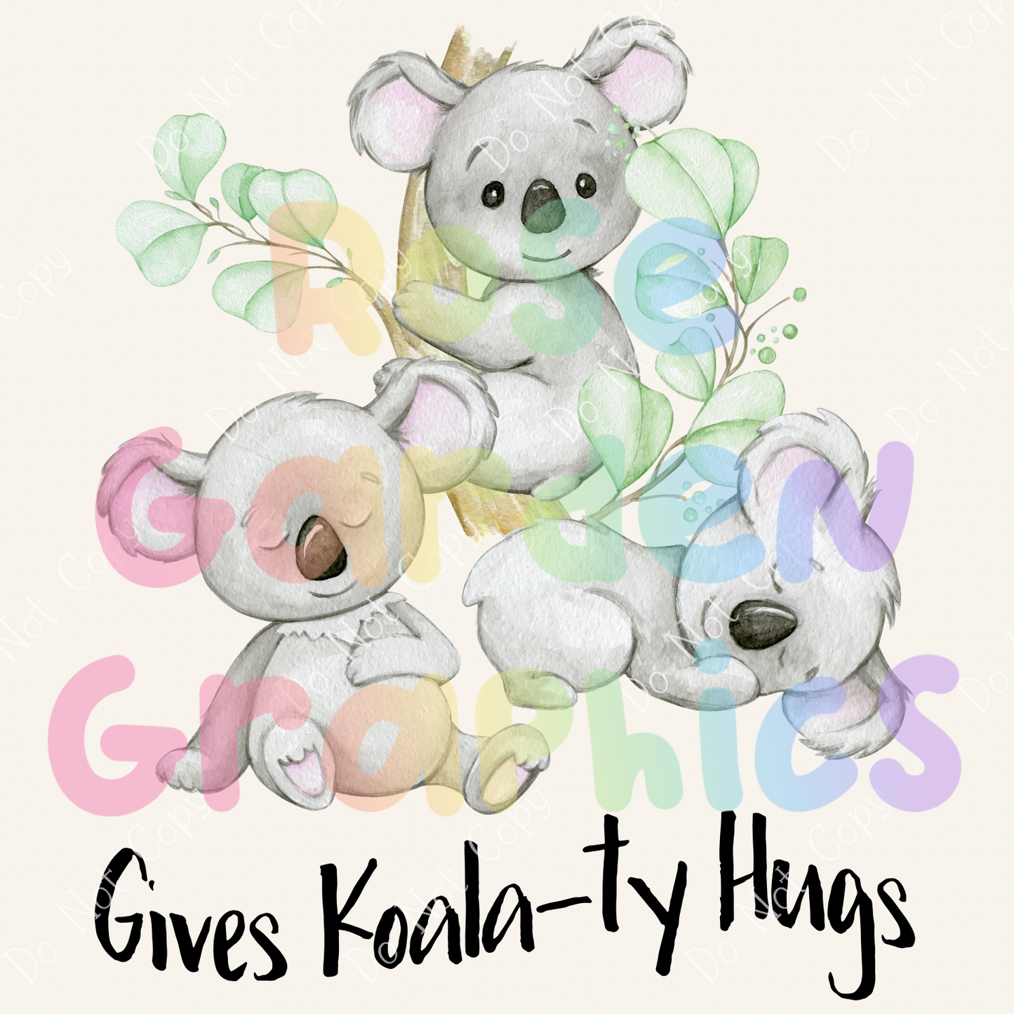 Koala Watercolor "Gives Koala-ty Hugs" PNG