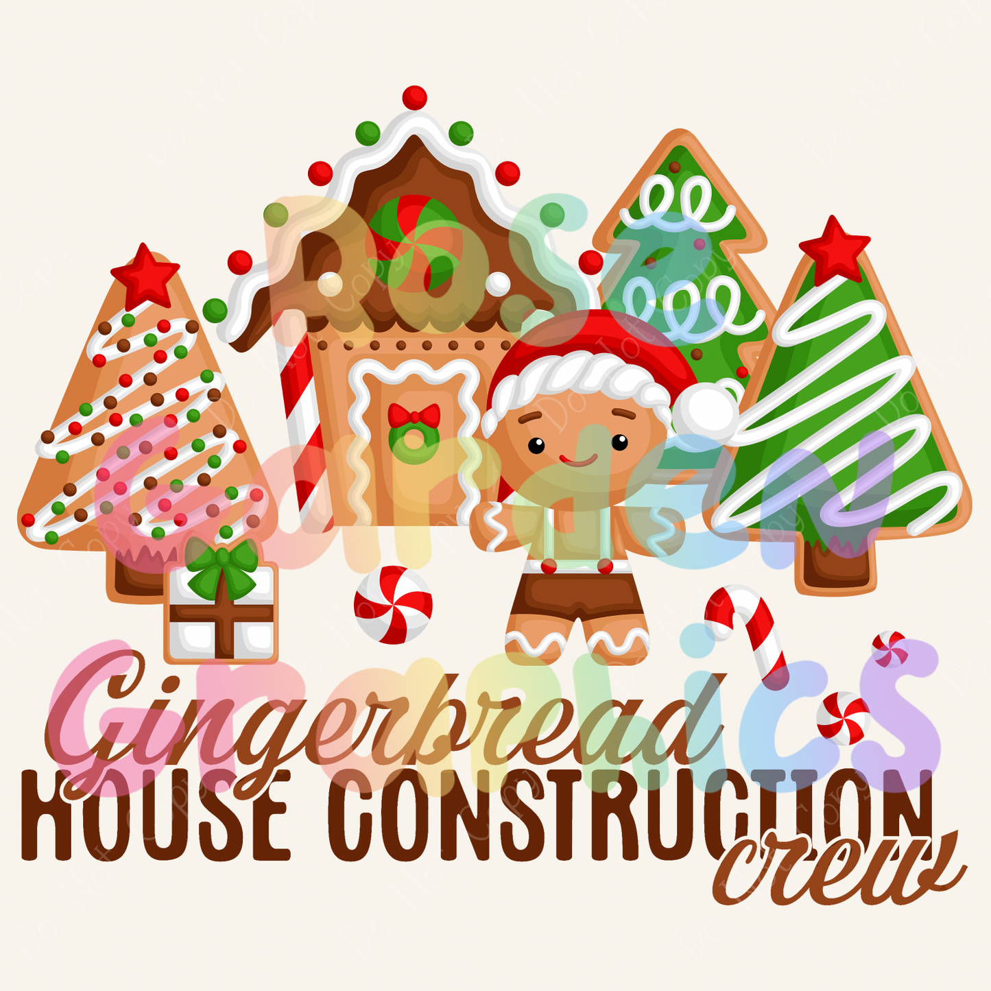 Gingerbread House and Crew "Gingerbread House Construction Crew" PNG