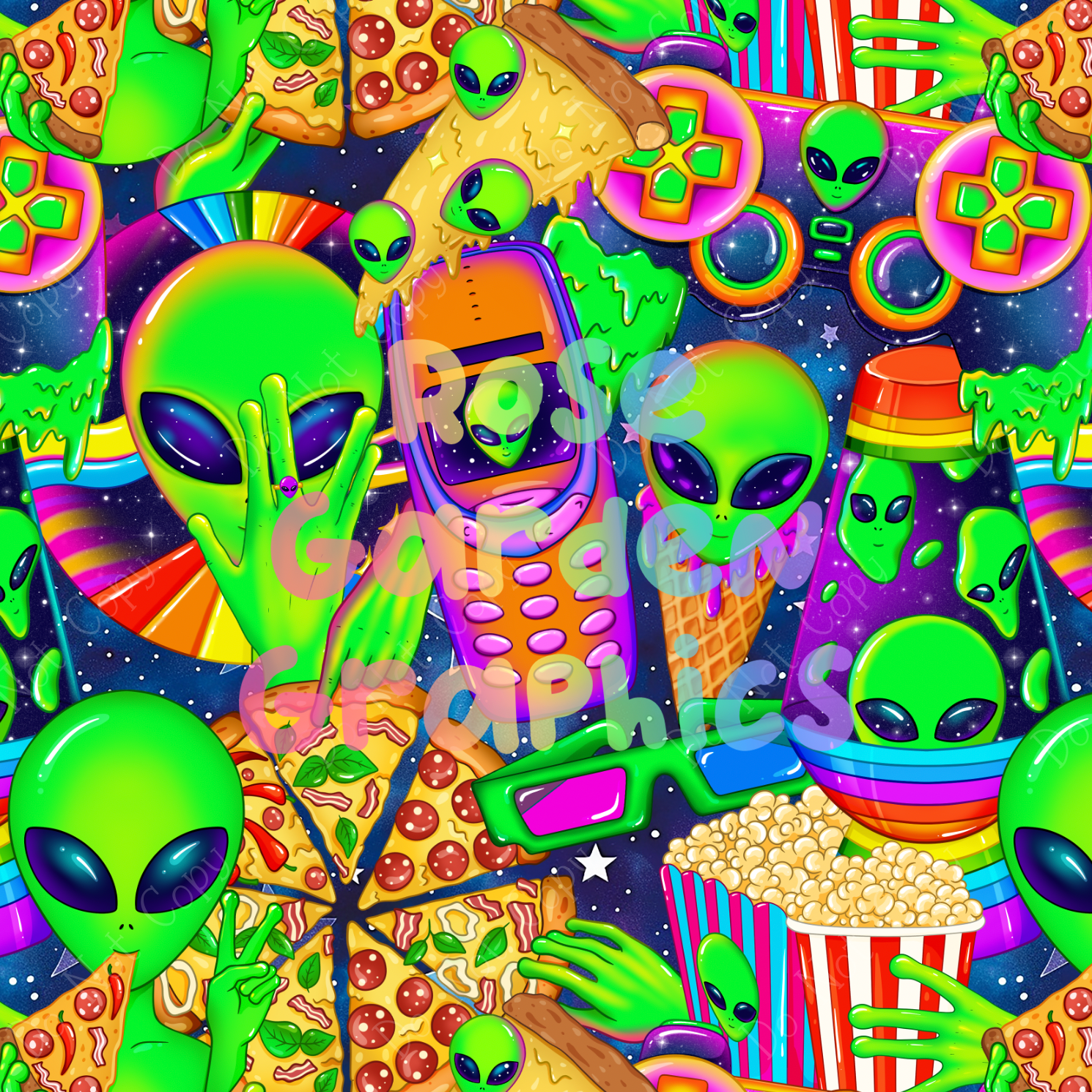 Pizza Planet Drip Seamless Image – Rose Garden Graphics