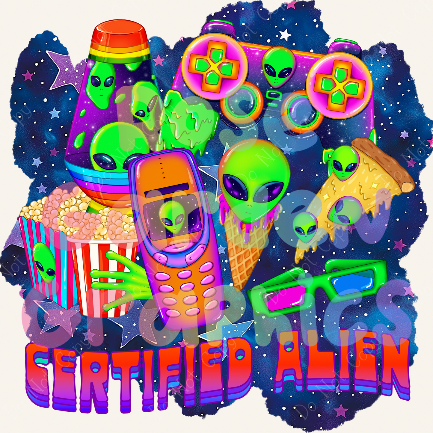 Pizza Planet Drip "Certified Alien" PNG