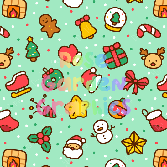 Cute Christmas Doodles Seamless Image