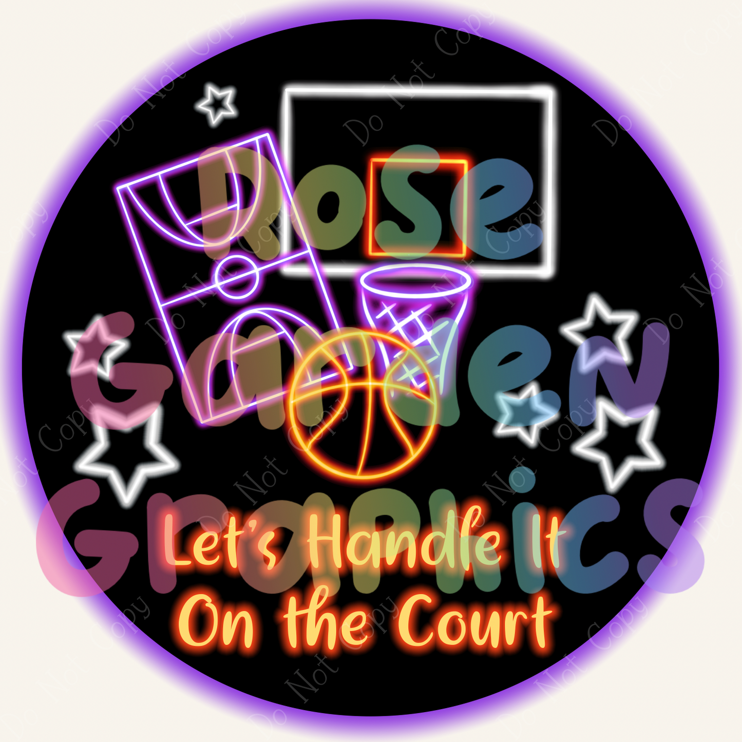 Basketball Glow (Purple) "Let's Handle It On the Court" PNG