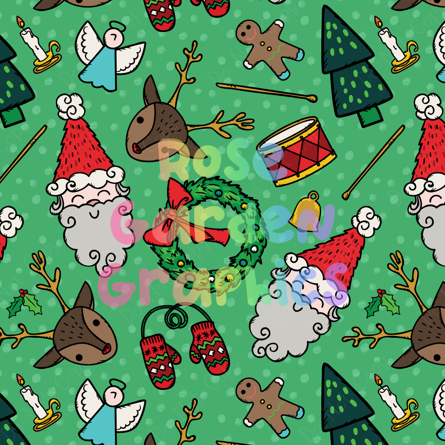 Whimsical Storybook Christmas Seamless Image