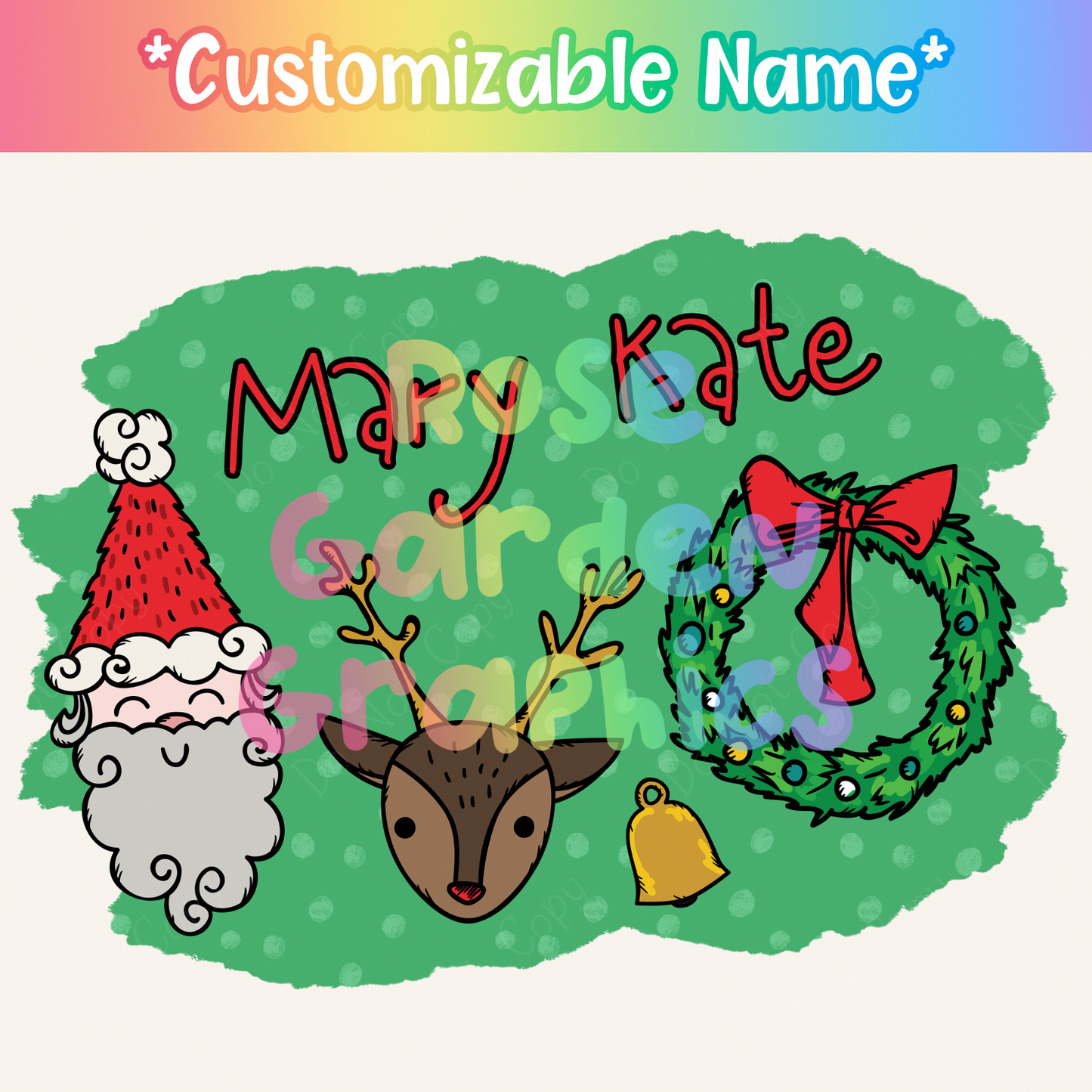 Whimsical Storybook Christmas Custom Name PNG ($5 per name file)