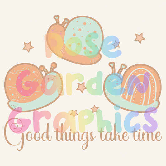 Sleepy Snails "Good Things Take Time" PNG