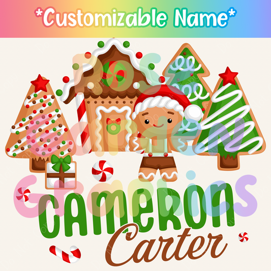 Gingerbread House and Crew Custom Name PNG ($5 per name file)