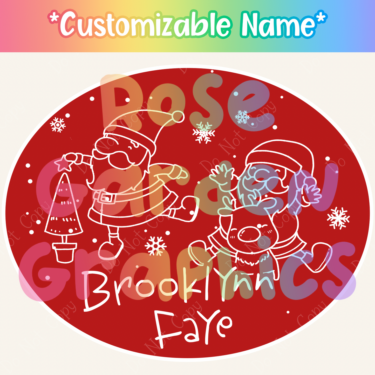 Red Outline Santas Custom Name PNG ($5 per name file)