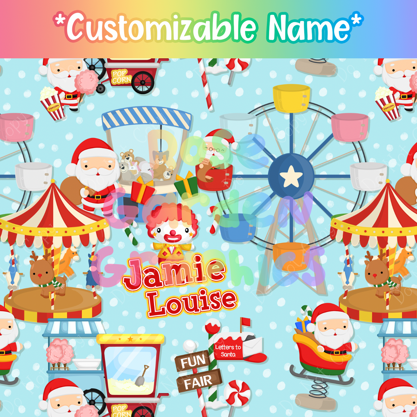 Christmas Carnival Custom Name Seamless File ($5 per name file)