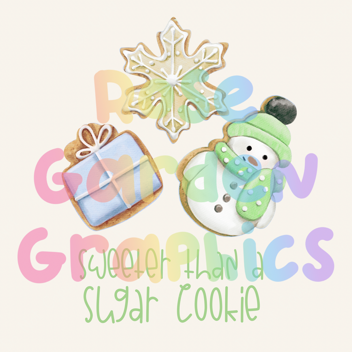 Pastel Christmas Cookies (Gender Neutral) "Sweeter Than a Sugar Cookie" PNG