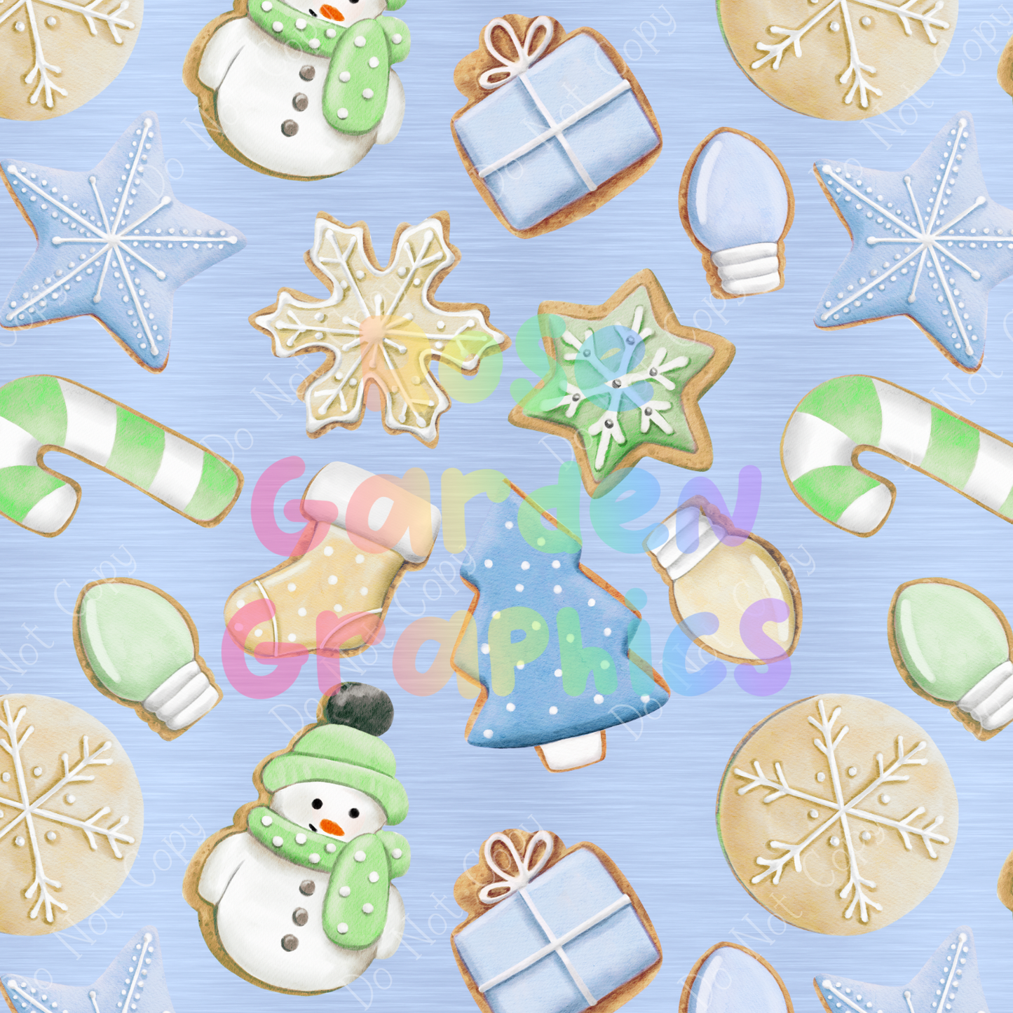 Pastel Christmas Cookies (Gender Neutral) Seamless Image