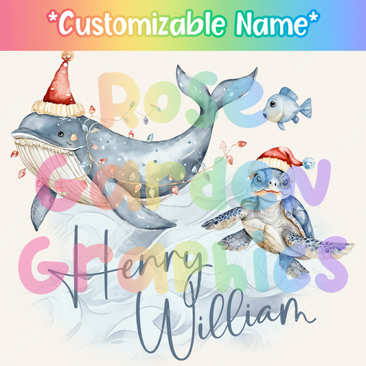 Christmas Sea Animals Custom Name PNG ($5 per name file)