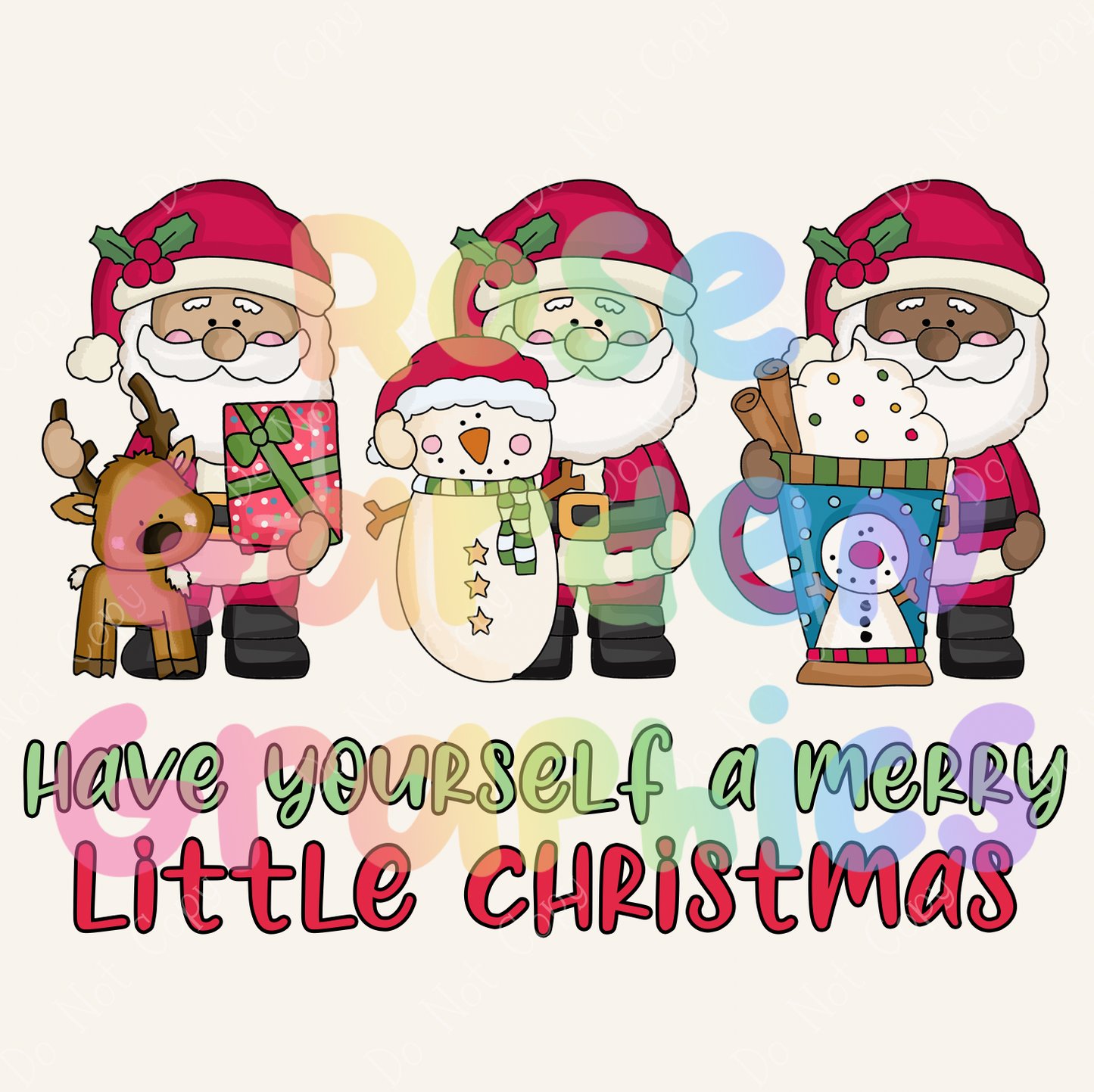 Festive Santas "Have Yourself a Merry Little Christmas" PNG