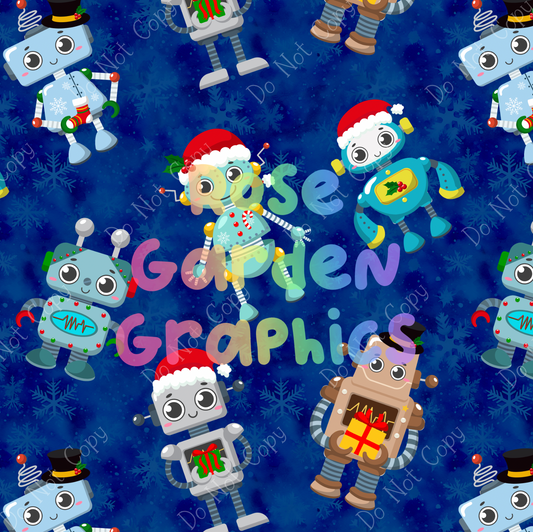 Christmas Robots Seamless Image