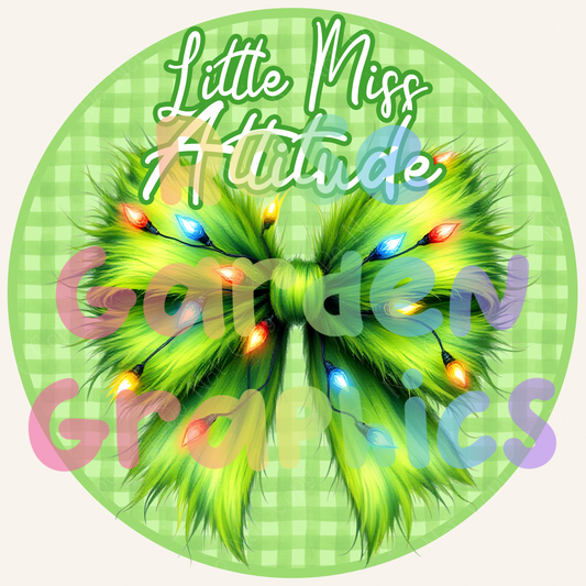 Green Fur Bows "Little Miss Attitude" PNG