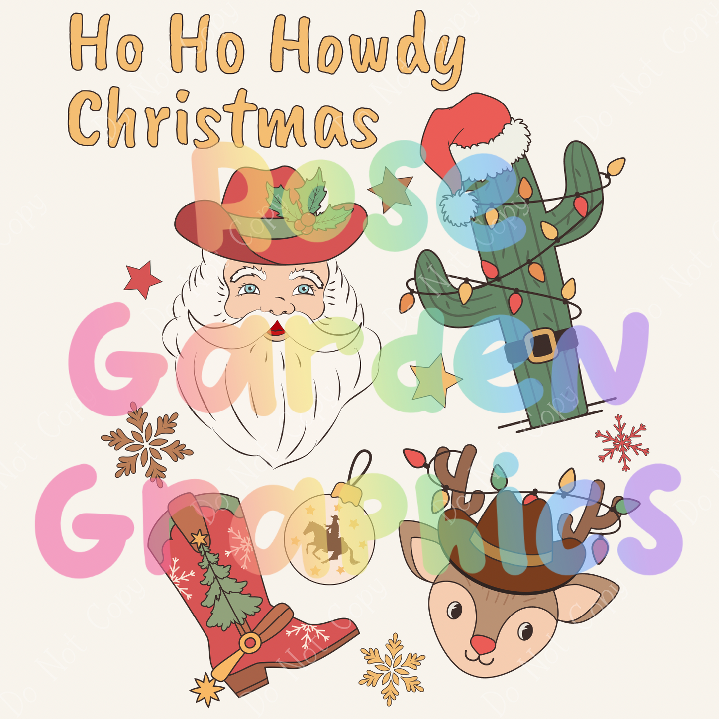 Cowboy Christmas "Ho Ho Howdy Christmas" PNG