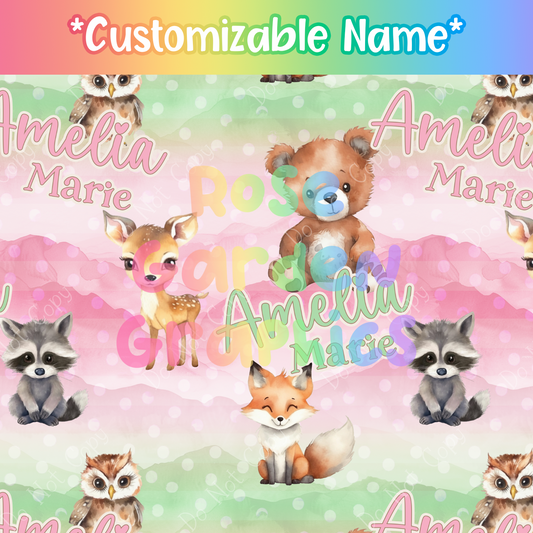 Woodland Mountains (Pink) Custom Name Seamless File ($5 per name file)