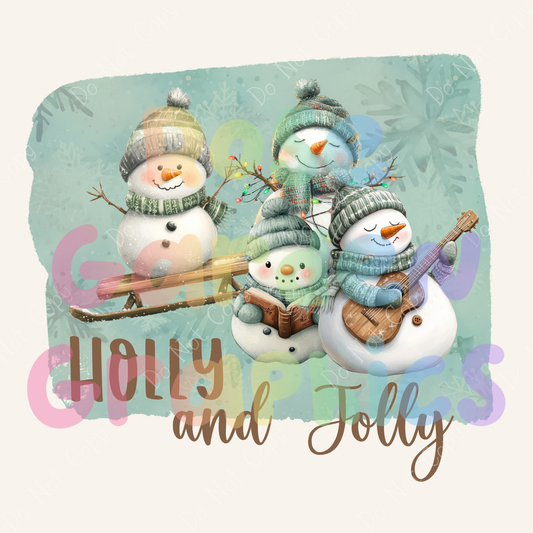 Sage Snowmen "Holly and Jolly" PNG