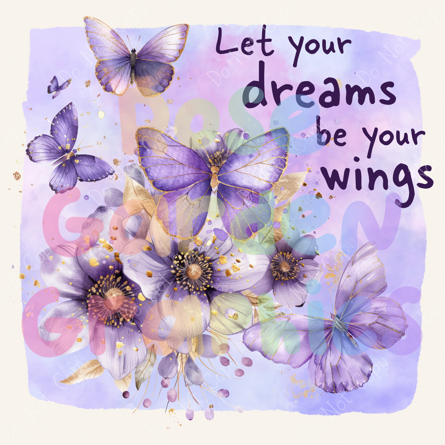 Violet Butterfly Dreams "Let Your Dreams Be Your Wings" PNG