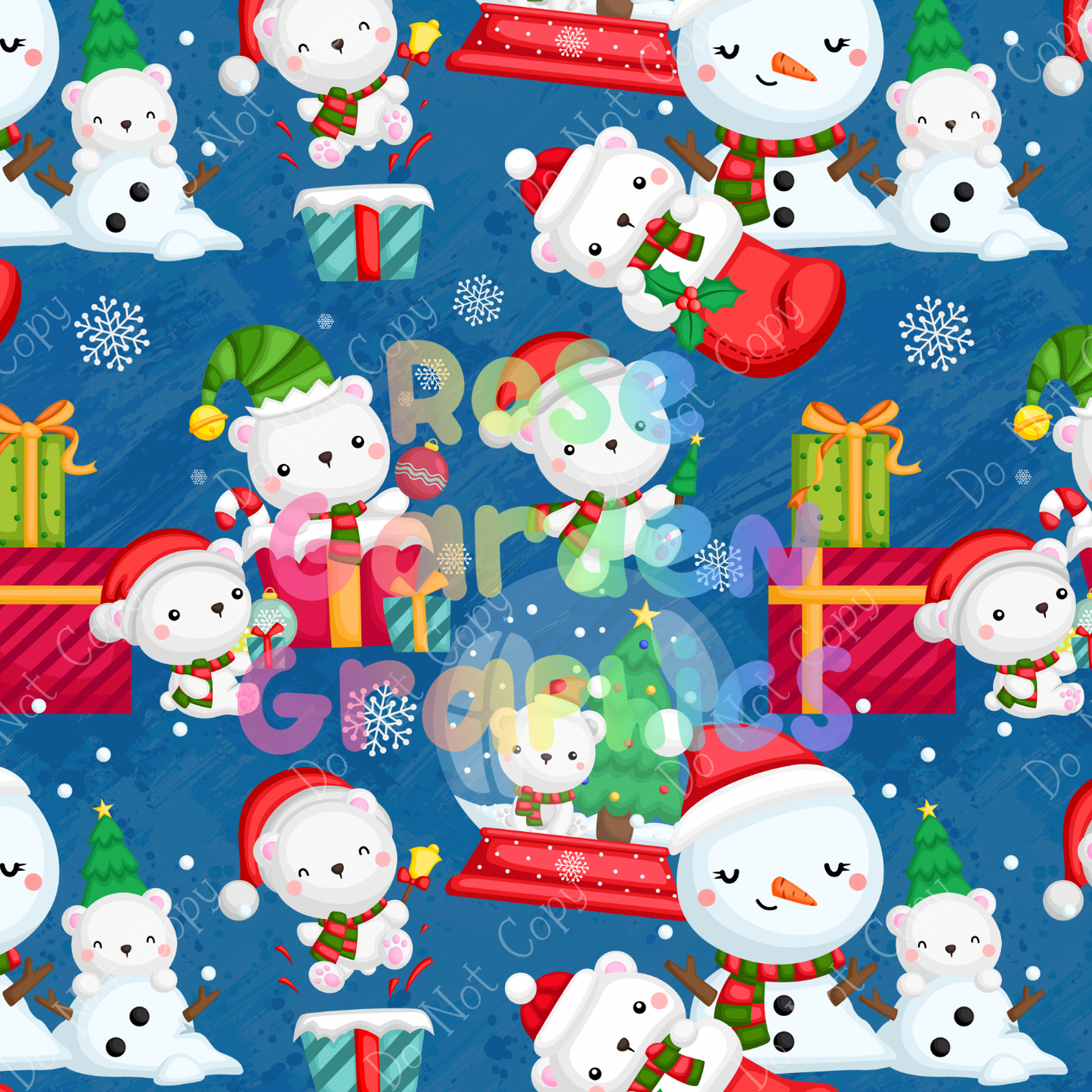 Christmas Polar Bears Seamless Image